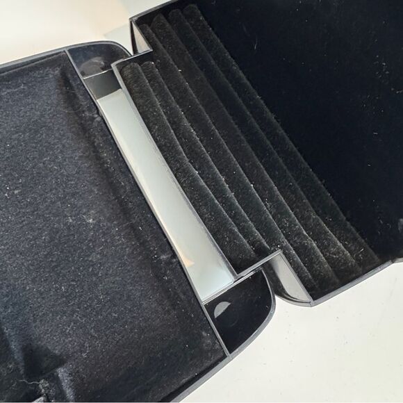 Vintage The Jewel Kit Large Folding Black Jewelry Box Mirror 80s - Picture 5 of 10